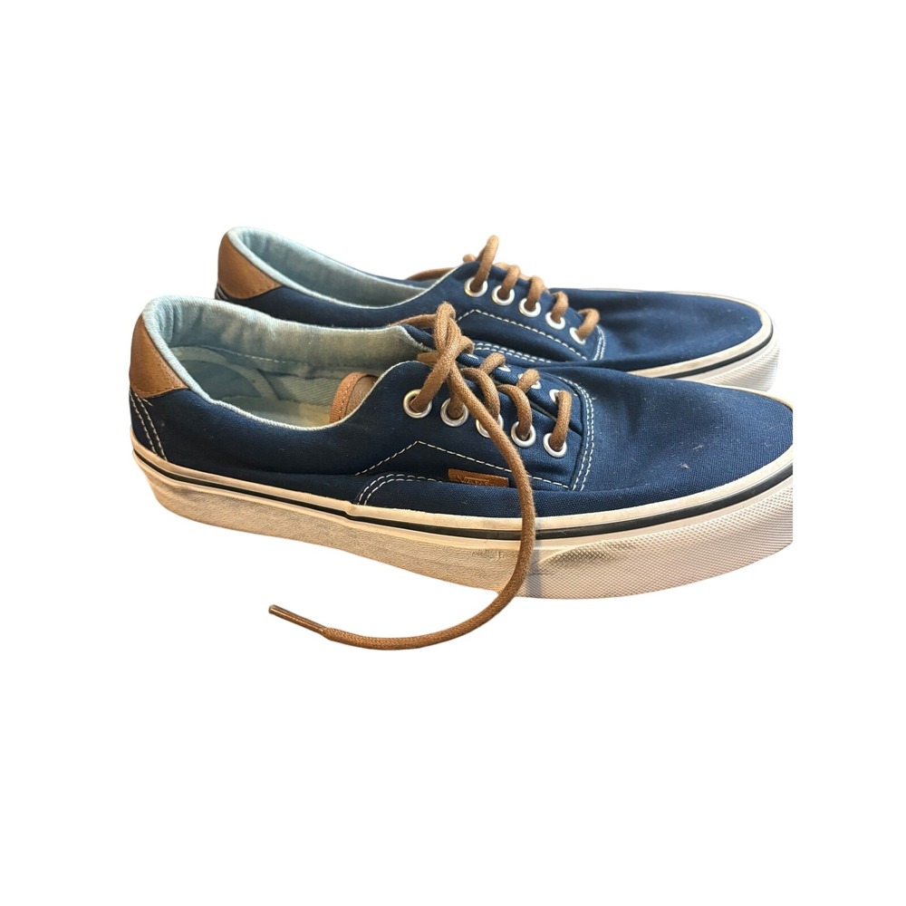 Vans Era 59 Navy Blue Canvas Leather C&L Low Top Skate Shoes Mens